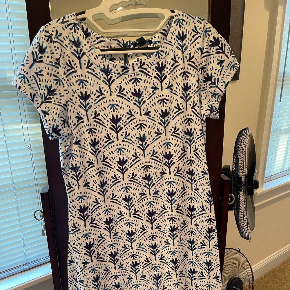 Summer cotton shift with blue flowers